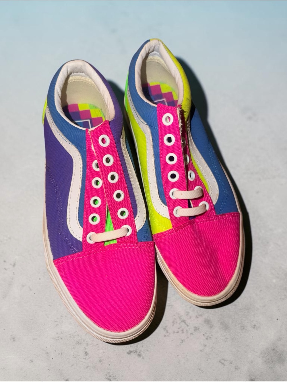 Vans NEON Women's Multicolor Canvas Low-Top Sneakers - Pink Accent